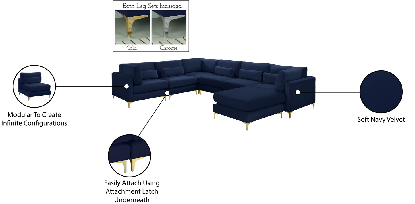 alina navy velvet modular sectional (7 boxes) sec7a