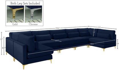 Alina Navy Velvet Modular Sectional (7 Boxes) Sec7B