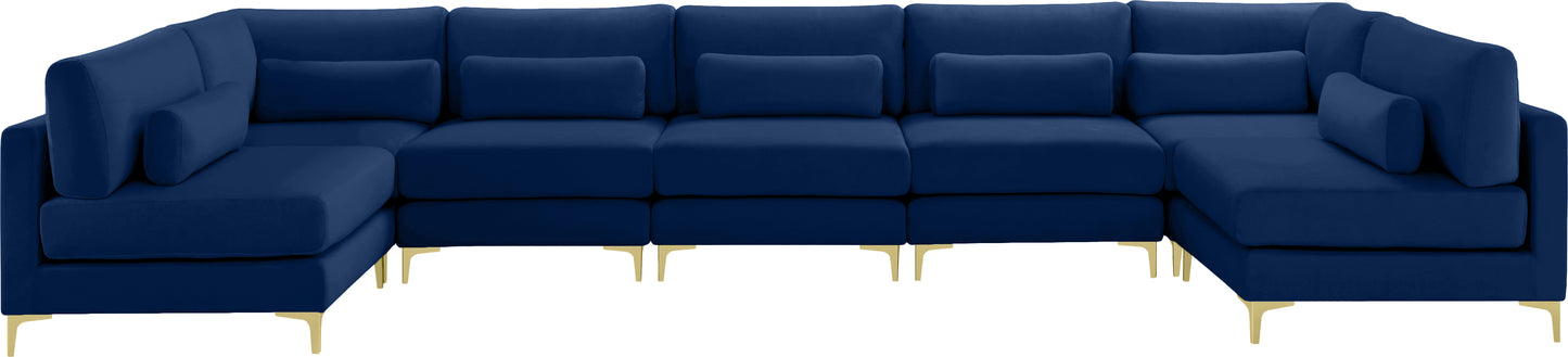 alina navy velvet modular sectional (7 boxes) sec7b