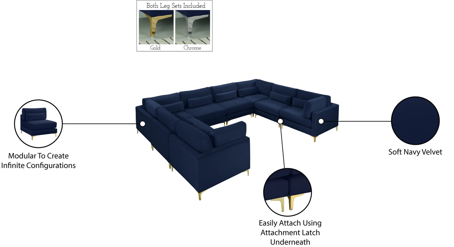 alina navy velvet modular sectional (8 boxes) sec8a