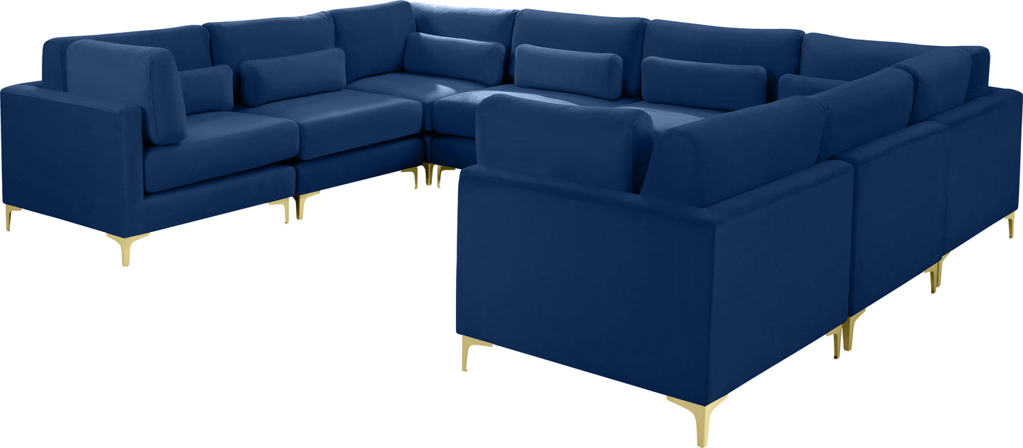 alina navy velvet modular sectional (8 boxes) sec8a