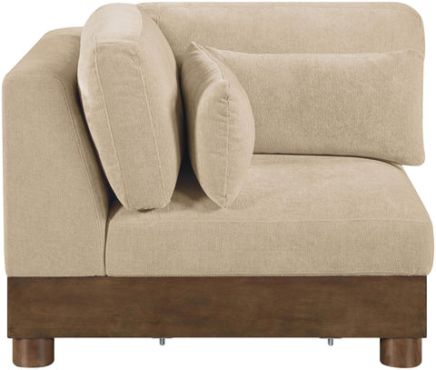 Kira Beige Chenille Fabric Upholstered Corner Chair, 1 Piece