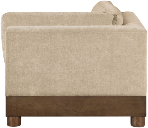 Kira Beige Chenille Fabric Upholstered Corner Chair, 1 Piece