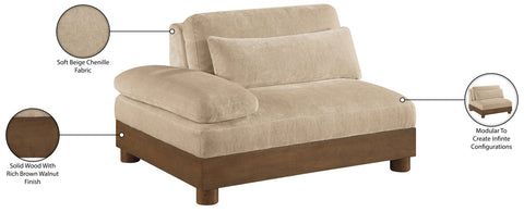 Kira Beige Chenille Fabric Upholstered Left Arm Chair, 1 Piece