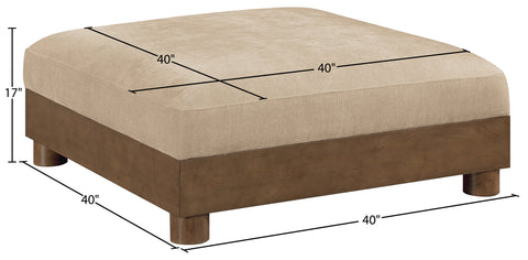 Kira Beige Chenille Fabric Upholstered Ottoman, 1 Piece