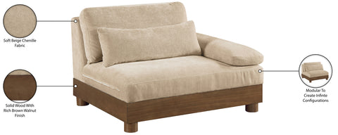 Kira Beige Chenille Fabric Upholstered Right Arm Chair, 1 Piece