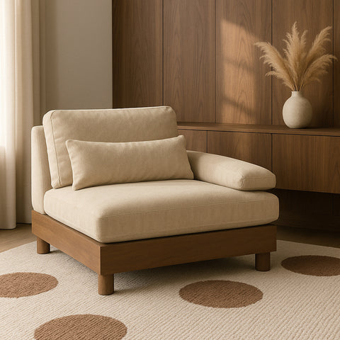 Kira Beige Chenille Fabric Upholstered Right Arm Chair, 1 Piece