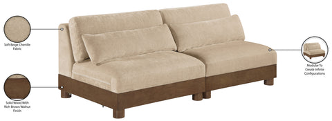 Kira 80" Beige Chenille Fabric Upholstered Sofa, 2-Piece