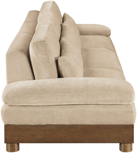 Kira 135.5" Beige Chenille Fabric Upholstered Sofa, 3-Piece