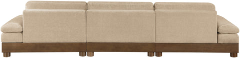 Kira 135.5" Beige Chenille Fabric Upholstered Sofa, 3-Piece