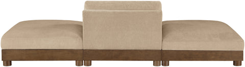 Kira 120" Beige Chenille Fabric Upholstered Sofa, 3-Piece (Style 2)
