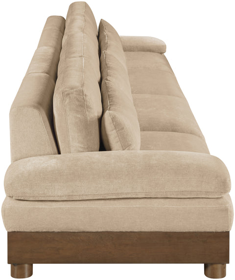Kira 175.5" Beige Chenille Fabric Upholstered Sofa, 4-Piece