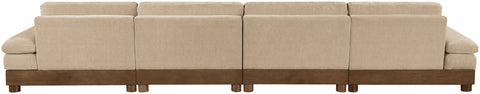Kira 175.5" Beige Chenille Fabric Upholstered Sofa, 4-Piece