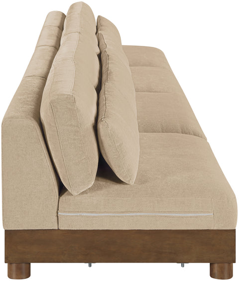 Kira 160" Beige Chenille Fabric Upholstered Sofa, 4-Piece