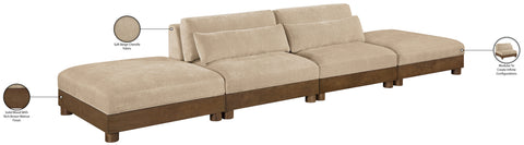 Kira 160" Beige Chenille Fabric Upholstered Sofa, 4-Piece (Style 2)