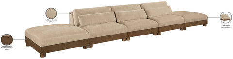 Kira 200" Beige Chenille Fabric Upholstered Sofa, 5-Piece
