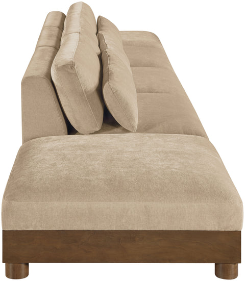Kira 200" Beige Chenille Fabric Upholstered Sofa, 5-Piece