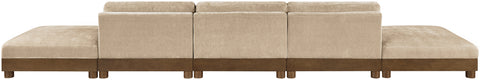 Kira 200" Beige Chenille Fabric Upholstered Sofa, 5-Piece