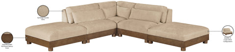 Kira 120" Beige Chenille Fabric Upholstered Sectional, 5-Piece (Style 2)