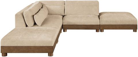 Kira 120" Beige Chenille Fabric Upholstered Sectional, 5-Piece (Style 2)