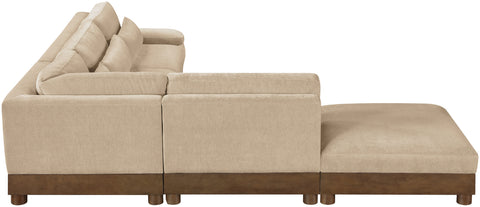 Kira 127.75" Beige Chenille Fabric Upholstered Sectional, 5-Piece (Style 2)