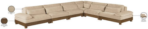 Kira 167.75" Beige Chenille Fabric Upholstered Sectional, 6-Piece
