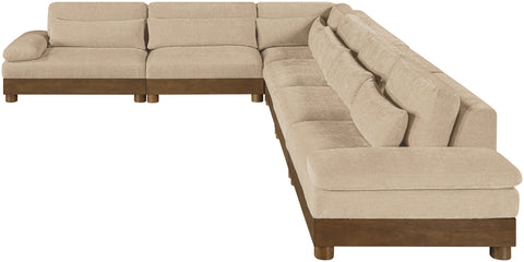 Kira 167.75" Beige Chenille Fabric Upholstered Sectional, 6-Piece
