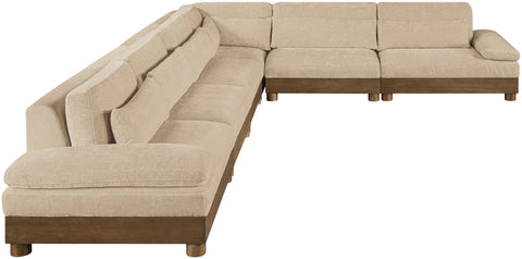 Kira 167.75" Beige Chenille Fabric Upholstered Sectional, 6-Piece