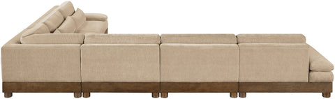 Kira 167.75" Beige Chenille Fabric Upholstered Sectional, 6-Piece