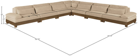 Kira 167.75" Beige Chenille Fabric Upholstered Sectional, 7-Piece