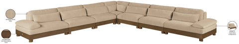 Kira 167.75" Beige Chenille Fabric Upholstered Sectional, 7-Piece