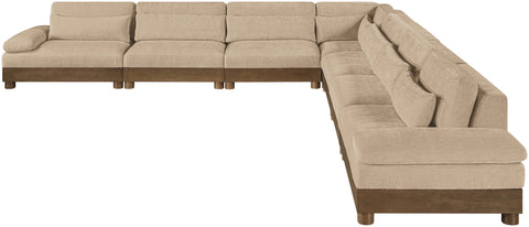 Kira 167.75" Beige Chenille Fabric Upholstered Sectional, 7-Piece