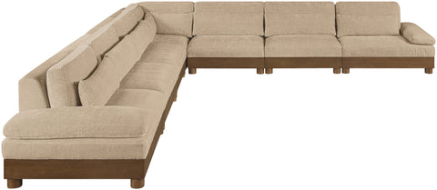 Kira 167.75" Beige Chenille Fabric Upholstered Sectional, 7-Piece