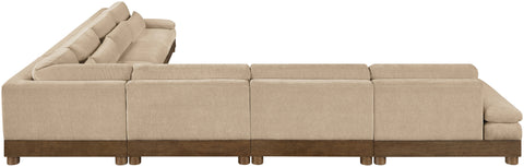 Kira 167.75" Beige Chenille Fabric Upholstered Sectional, 7-Piece