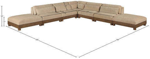 Kira 160" Beige Chenille Fabric Upholstered Sectional, 7-Piece