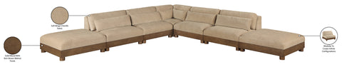 Kira 160" Beige Chenille Fabric Upholstered Sectional, 7-Piece