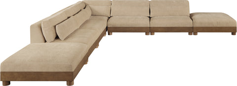 Kira 160" Beige Chenille Fabric Upholstered Sectional, 7-Piece
