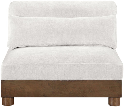 Kira Cream Chenille Fabric Upholstered Armless Chair, 1 Piece
