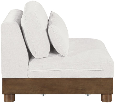 Kira Cream Chenille Fabric Upholstered Armless Chair, 1 Piece