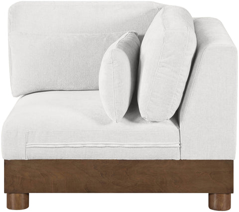 Kira Cream Chenille Fabric Upholstered Corner Chair, 1 Piece