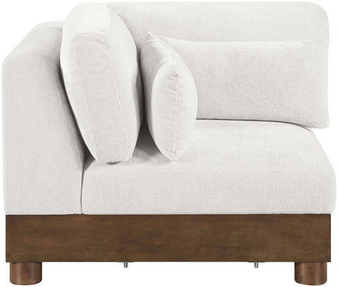 Kira Cream Chenille Fabric Upholstered Corner Chair, 1 Piece