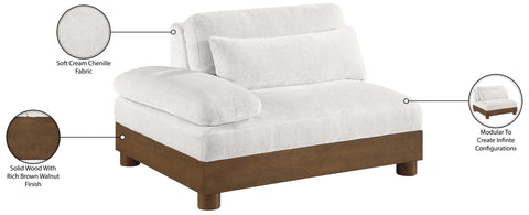 Kira Cream Chenille Fabric Upholstered Left Arm Chair, 1 Piece