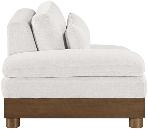 Kira Cream Chenille Fabric Upholstered Left Arm Chair, 1 Piece