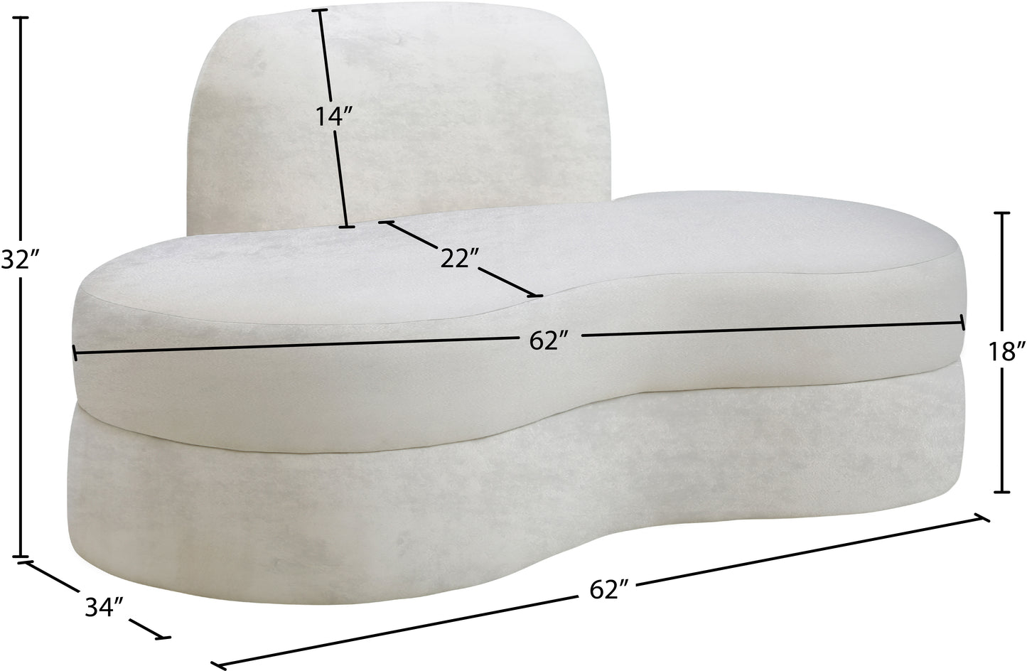 marlon cream velvet loveseat l