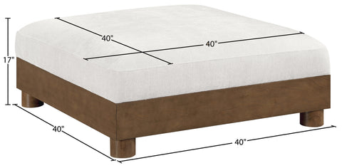 Kira Cream Chenille Fabric Upholstered Ottoman, 1 Piece