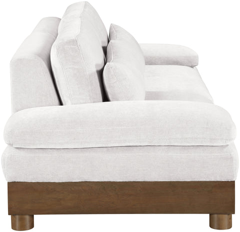 Kira 95.5" Cream Chenille Fabric Upholstered Sofa, 2-Piece