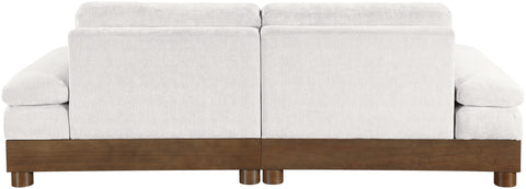 Kira 95.5" Cream Chenille Fabric Upholstered Sofa, 2-Piece