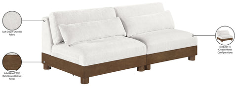 Kira 80" Cream Chenille Fabric Upholstered Sofa, 2-Piece