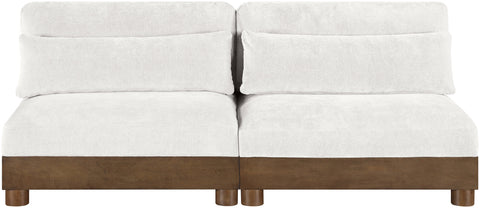 Kira 80" Cream Chenille Fabric Upholstered Sofa, 2-Piece
