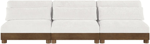 Kira 120" Cream Chenille Fabric Upholstered Sofa, 3-Piece